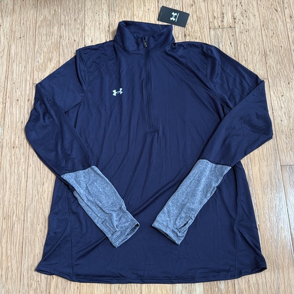 Women's Under Armour Locker 1/4 Zip Pullover Navy - Picture 2 of 7